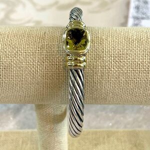 David Yurman Noblesse Blackened sterling silver, gold and prasiolite cuf…
